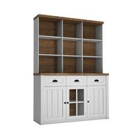 GESCHIRRSCHRANK Léandre Weiß und Holz - Weiß, Holzwerkstoff (130.2/198.1/43.3cm) - Petits-meubles