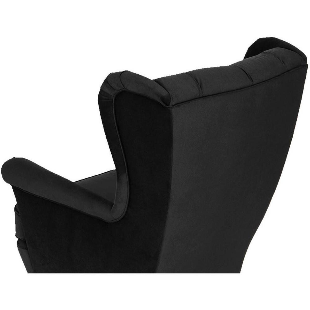CHESTERFIELD-SESSEL Falco schwarz mit Holzbeinen - Wengefarben/Schwarz, Holz/Textil (82/102/92cm) - Beautysofa