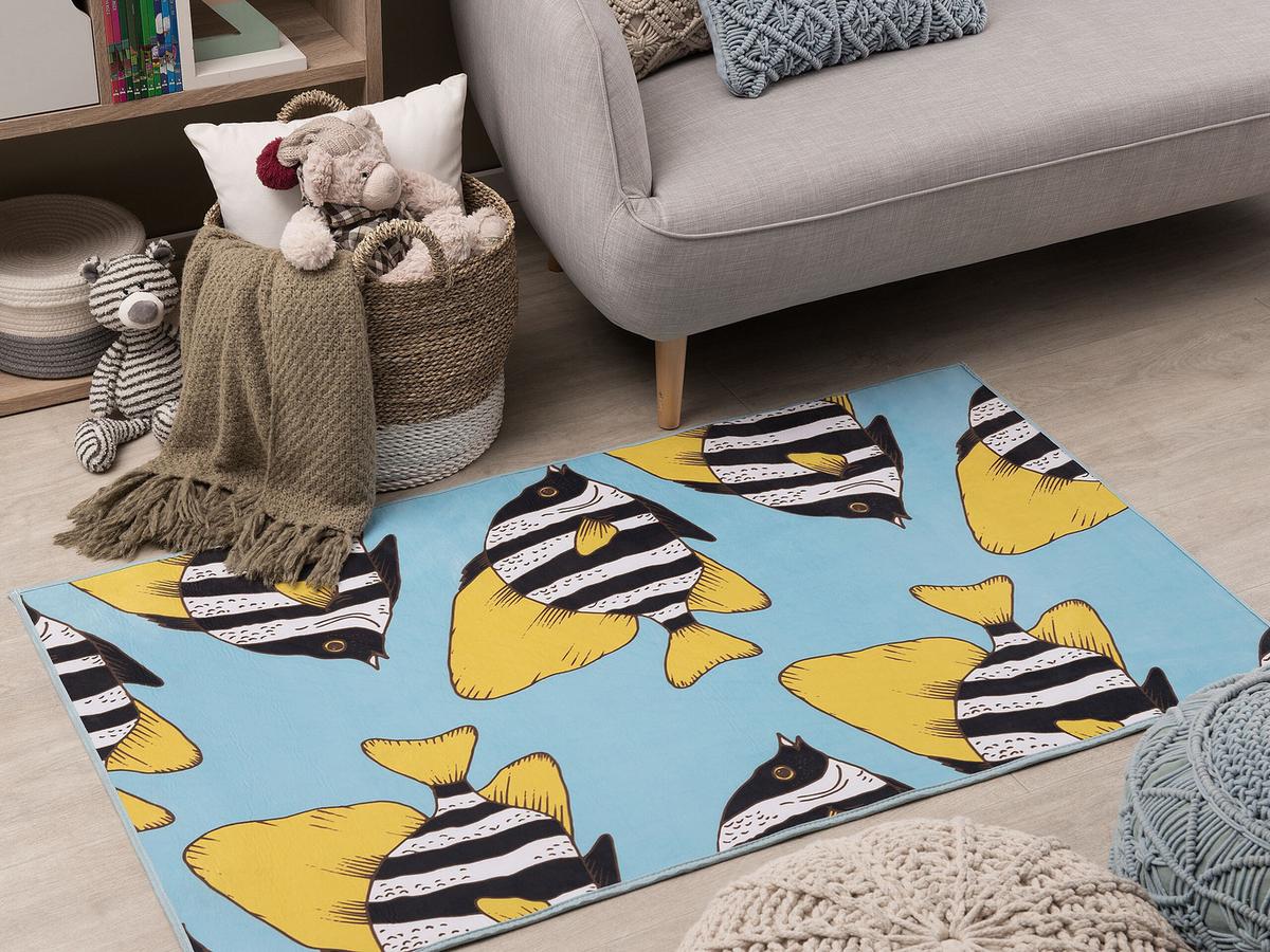 KURZFLOR-KINDERTEPPICH Fizme 140/80 cm - Blau, Kunststoff (80/140cm) - Beliani