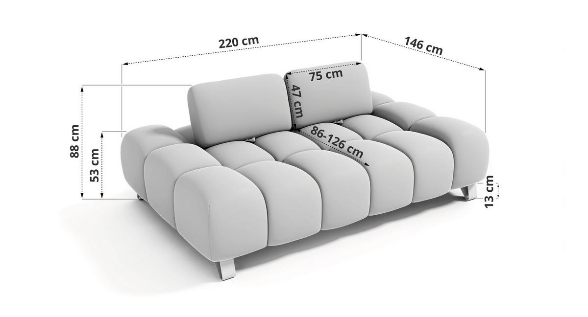 3-SITZER-SOFA NERANO - Braun Schenille - Schwarz/Braun, Textil/Metall (220/88/146cm) - MKS