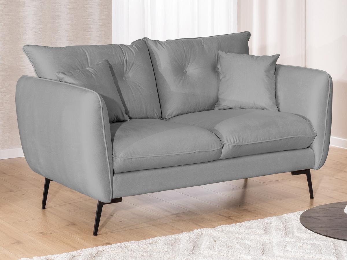 2-SITZER-SOFA Nordloft Hellgrau Samt - Hellgrau/Schwarz, Holz/Textil (174/86/100cm) - S-Style Möbel