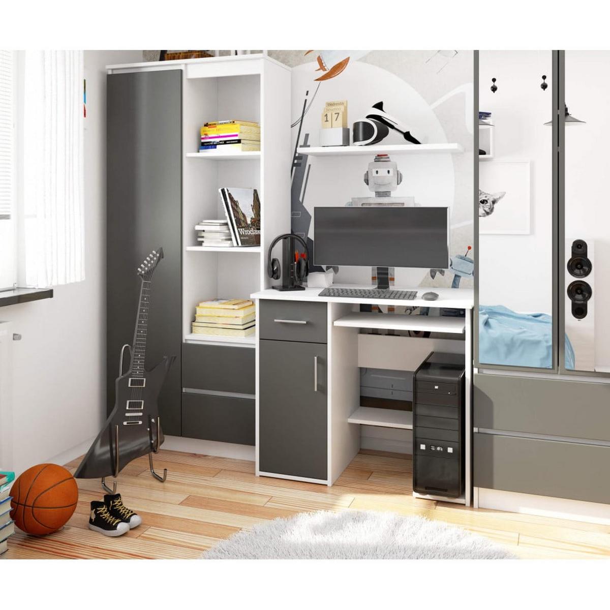SCHREIBTISCH Weiß, Graphit Grau 74/90/50 - Weiß/Grau, Holzwerkstoff (90/50/74cm) - RAUMHIRSCH FURNITURE
