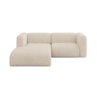 ECKSOFA Ottomane Links MIRA-L1 227x179x89 Beige Velours - Greige/Beige, Holzwerkstoff/Kunststoff (227/179cm) - ALTDECOR