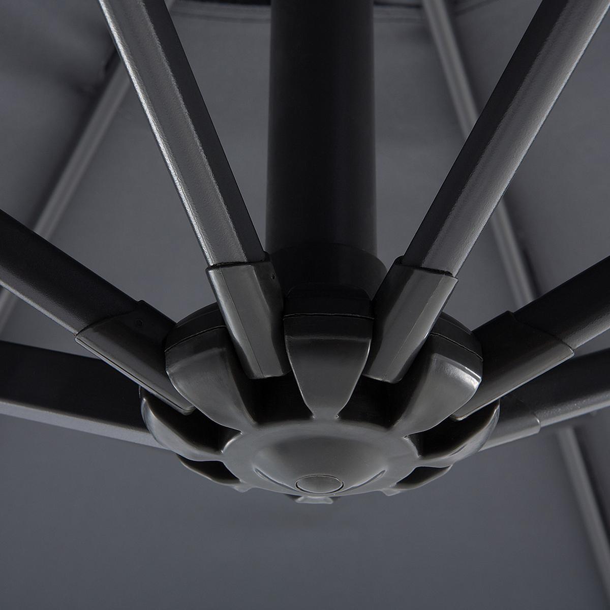 AMPELSCHIRM anthrazit 300 cm Ravenna - Schwarz/Grau, Textil (300/300cm) - Beliani