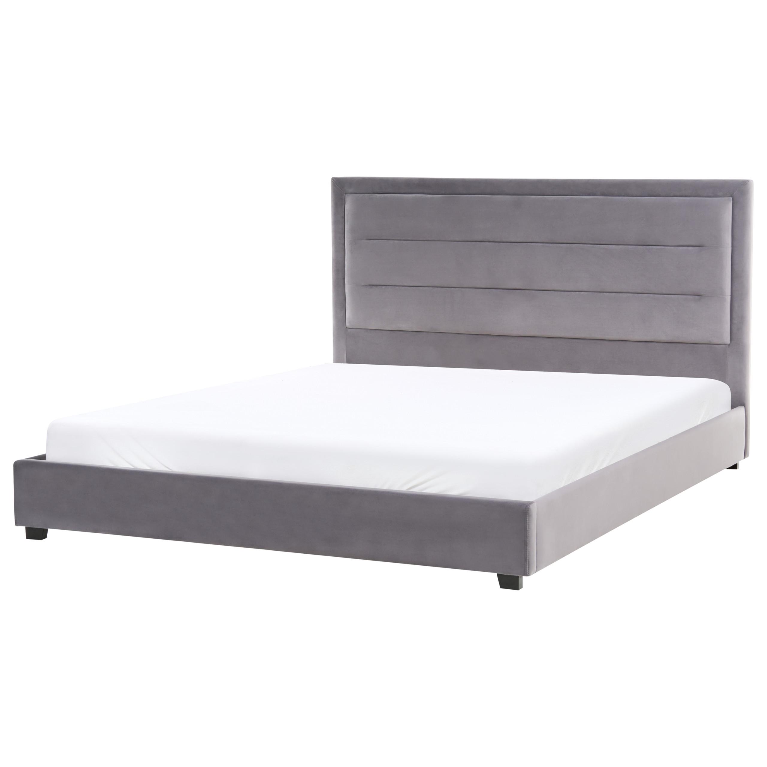 BETT mit Lattenrost 180/200 cm Dunkelgrau Rouen - Dunkelgrau/Schwarz, Textil (180/200cm) - Beliani