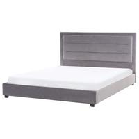 BETT mit Lattenrost 180/200 cm Dunkelgrau Rouen - Dunkelgrau/Schwarz, Textil (180/200cm) - Beliani