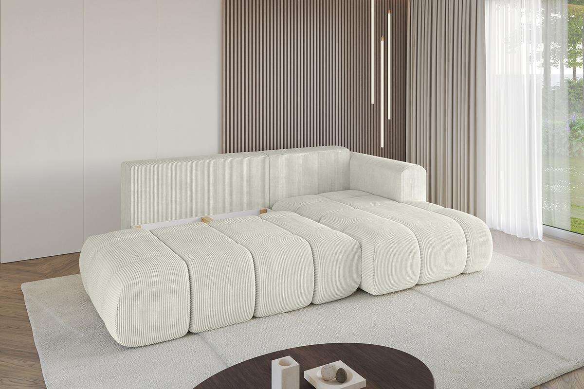 ECKSOFA Ottomane Rechts CLOUD-L-v1 280x185x90 Creme Cord - Hellgrau/Creme, Holzwerkstoff/Kunststoff (185/280cm) - ALTDECOR