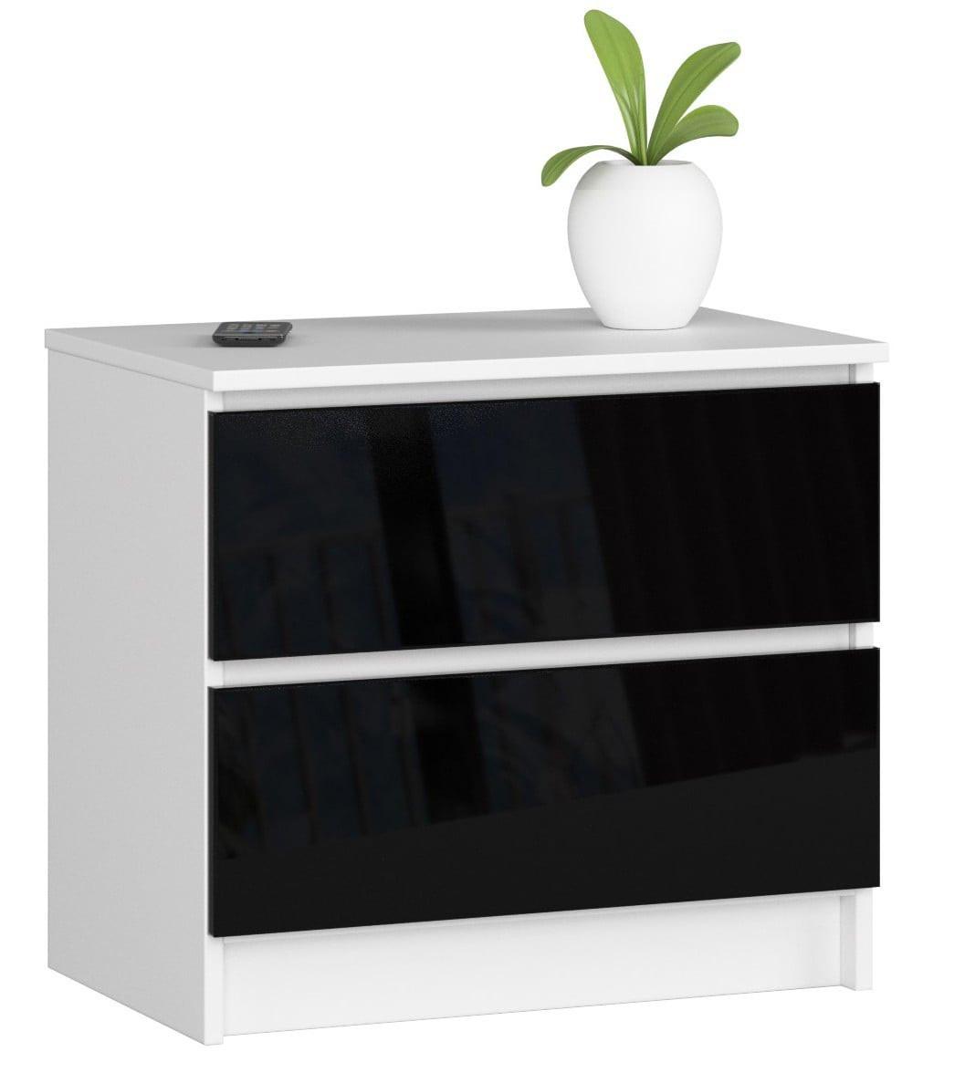 KOMMODE Weiß, Schwarz Glanz 55/60/40 - Weiß, Holzwerkstoff (60/55/40cm) - RAUMHIRSCH FURNITURE