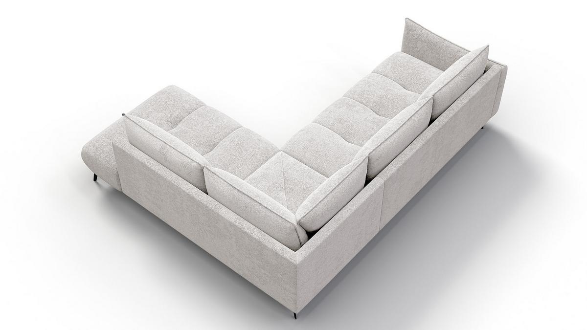 ECKSOFA AERA 5-Sitzer rechts, ecru - Ecru/Schwarz, Holz/Textil (268/206cm) - Wozimo