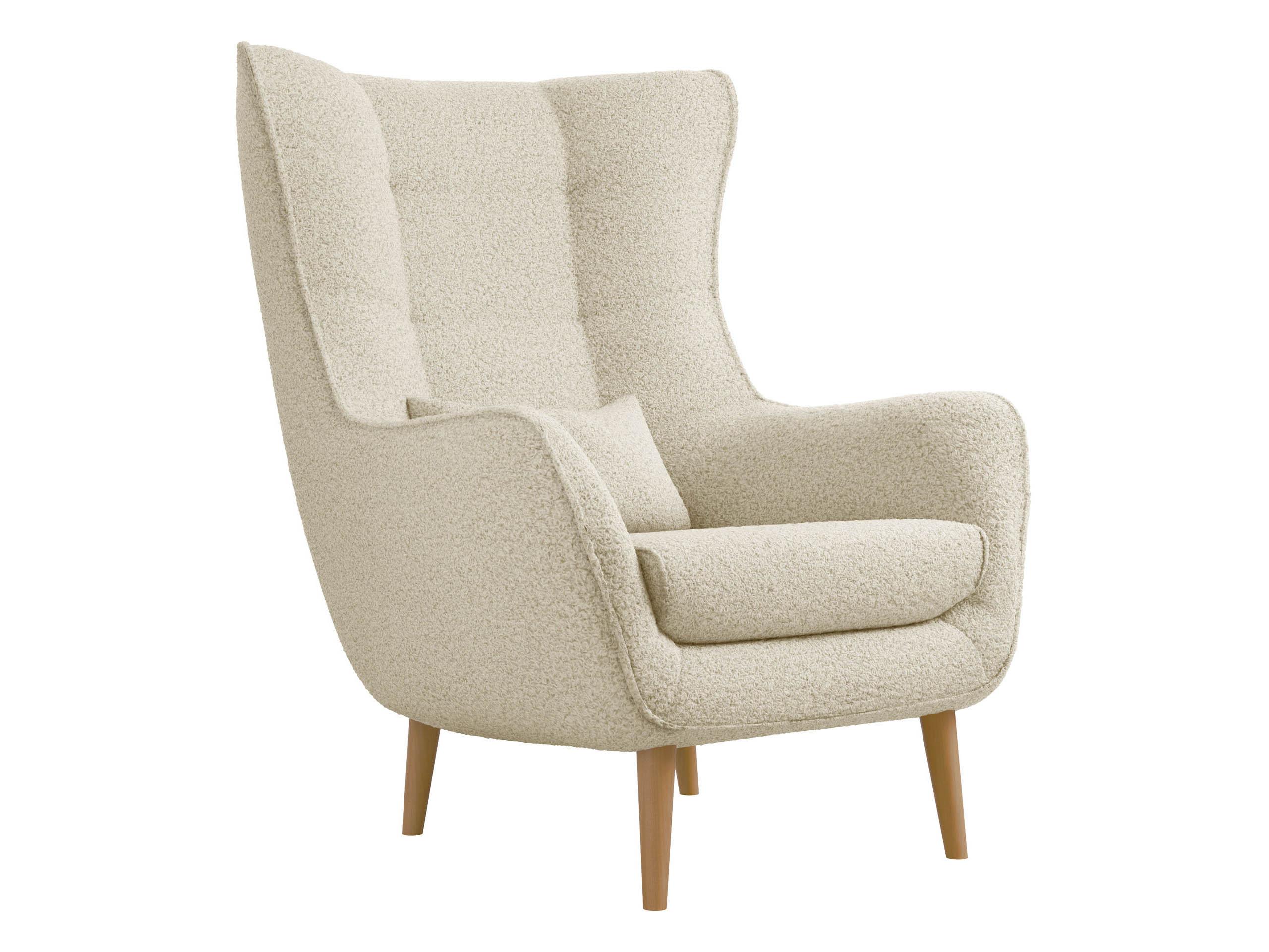 SESSEL Estjano Boucle - Beige/Naturfarben, Holz/Textil (80/106/95cm) - MIRJAN24