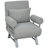 SCHLAFSESSEL 3-in-1 Sessel Bett-Funktion und Zierkissen, Hellgrau - Hellgrau/Grau, Textil/Metall (73/81/78cm) - HOMCOM