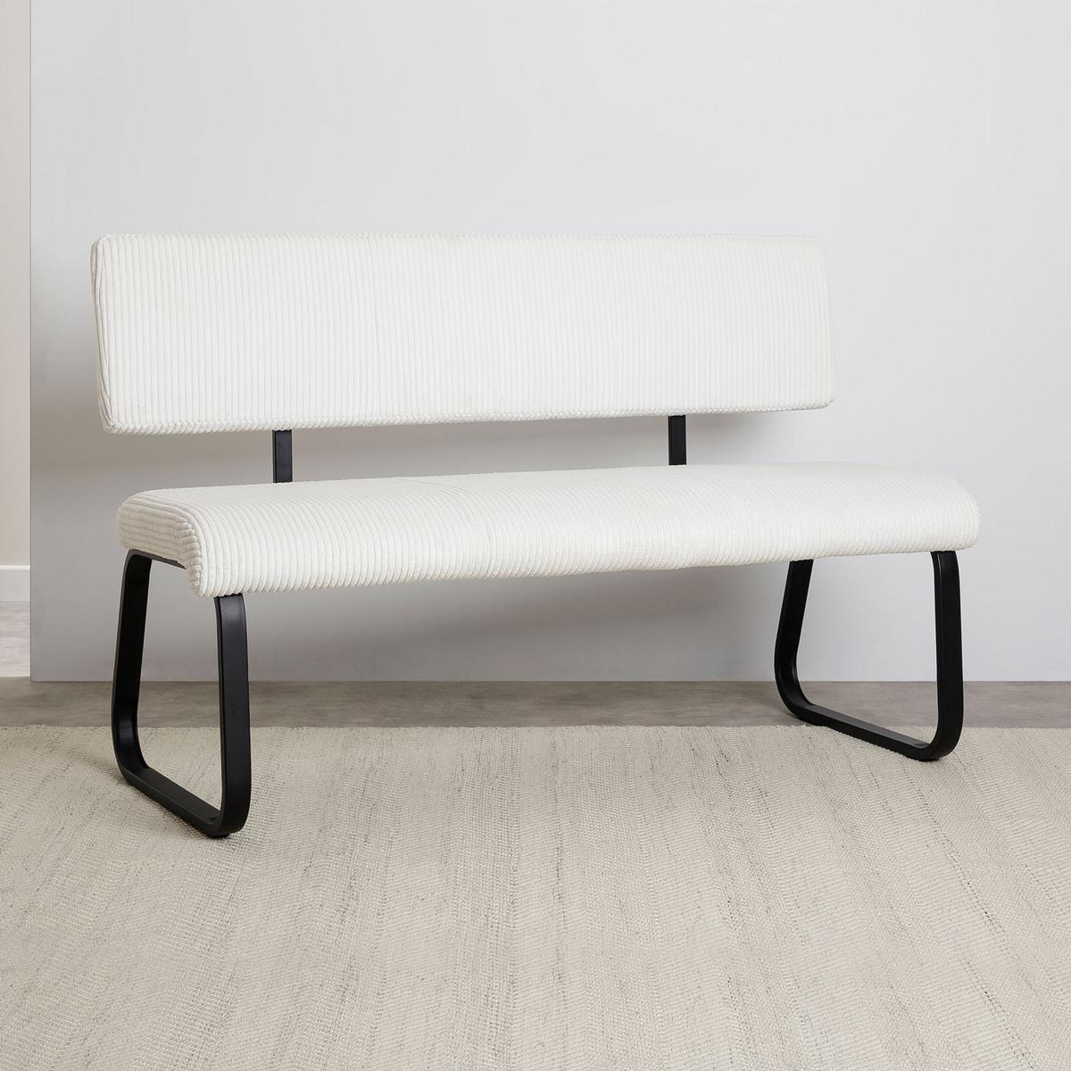 ESSZIMMERBANK MATESE weiß - Weiß, Textil/Metall (135/88/58cm) - IDIMEX