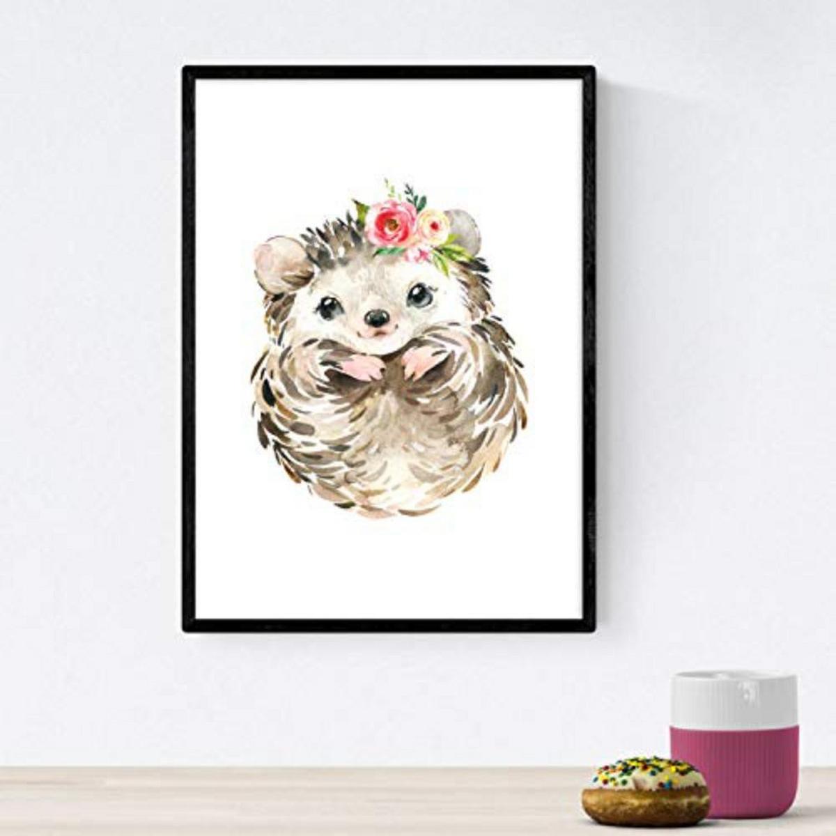 POSTER Set mit 4 Igel Pferd Fuchs und Eule A3 Rahmenlos - Klar, Papier (29.7/3cm) - Nacnic