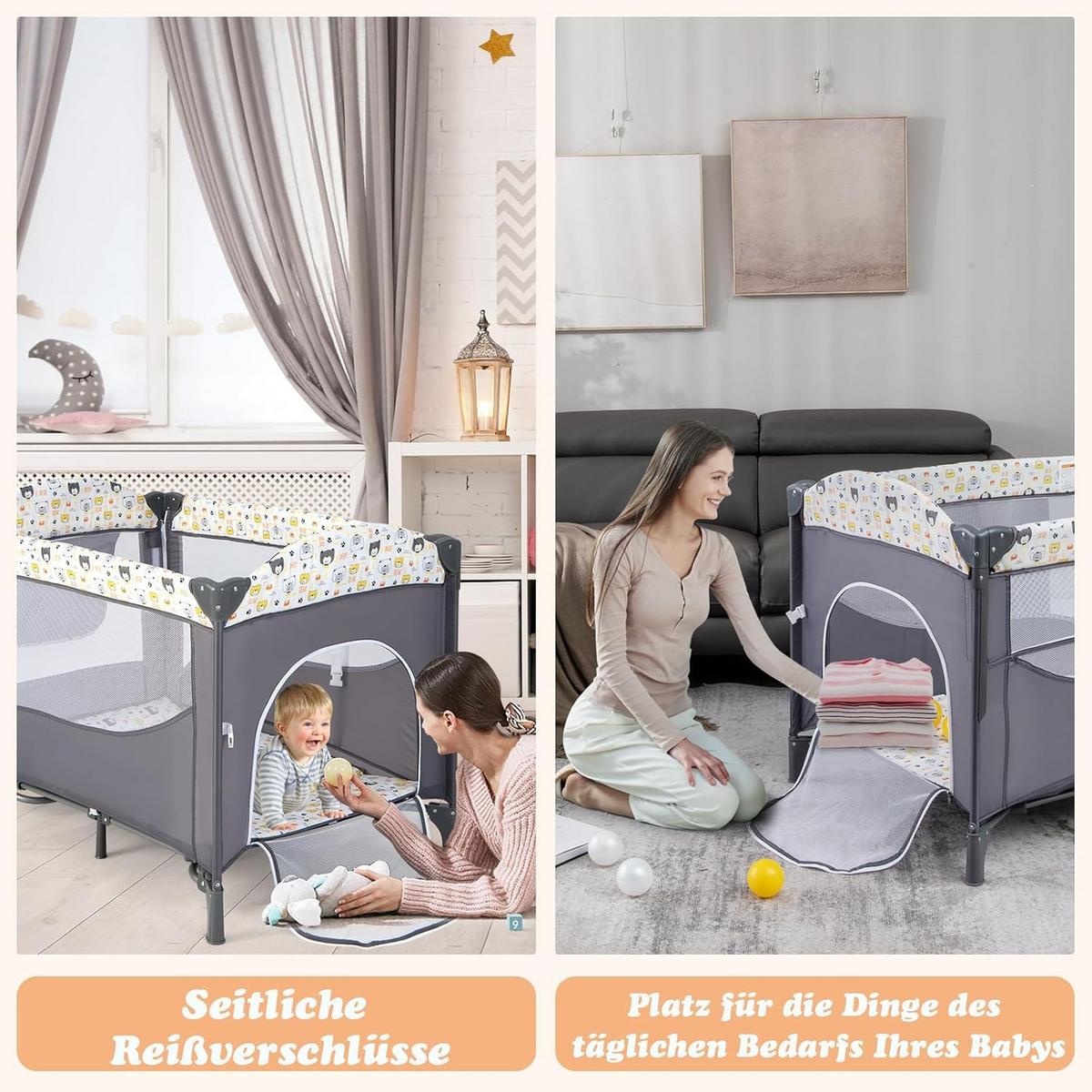 BABYBETT beistellbett Blau - Blau, Metall - COSTWAY