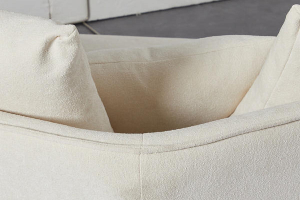 DESIGNSOFA GARBO Cremeweiß Webstoff - Creme/Schwarz, Textil/Metall (280/92/158cm) - KAWOLA
