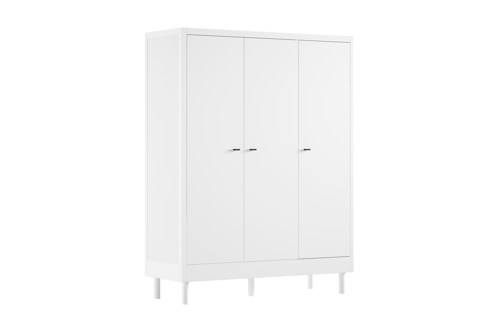 KLEIDERSCHRANK Keeley Buche Weiß Holz 3-trg. Stauraum Komfort Stabil - Weiß, Holz (146/190/55cm) - 58aufmkessel