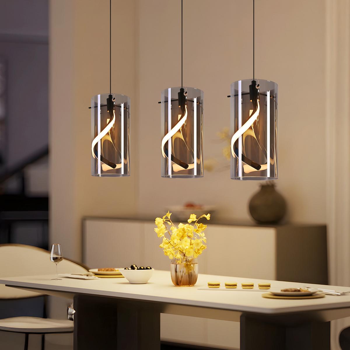 LED PENDELLEUCHTE Beatrice 48/12/150 cm - Schwarz, Glas (48/12/150cm) - ZMH