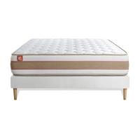 BETT Le Délicat Taschenfederkern und Memory-Schaum 160 x 200 cm h1 - Kit Bettgestell Weiß - Beige/Weiß, Karton/Holz (160/200cm) - Marmottes & Co