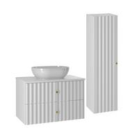 BADMÖBEL 80.6cm Izae 2er-Set Weiß - Weiß, Holzwerkstoff (80.6/52.2/46.5cm) - Petits-meubles
