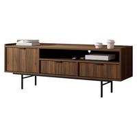 TV-LOWBOARD Edison 150 - Nussbaumfarben/Schwarz, Holzwerkstoff/Metall (150/55/40cm) - MIRJAN24