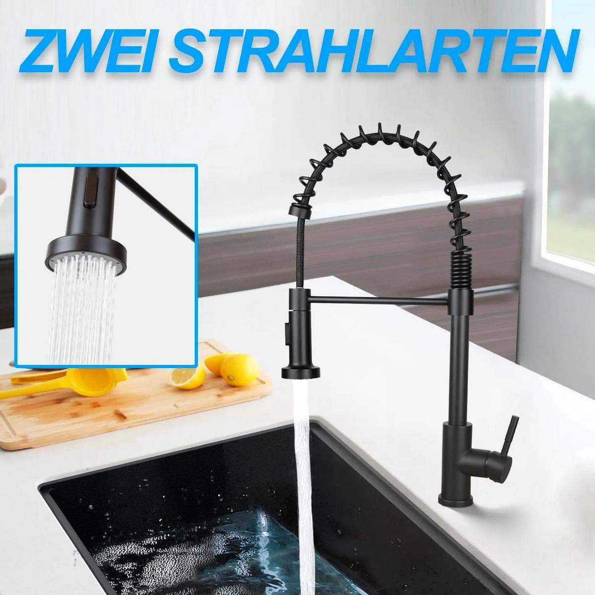 KÜCHENARMATUR THERESA 24/6/55 cm - Schwarz, Metall (6/55/24cm) - Nettlife