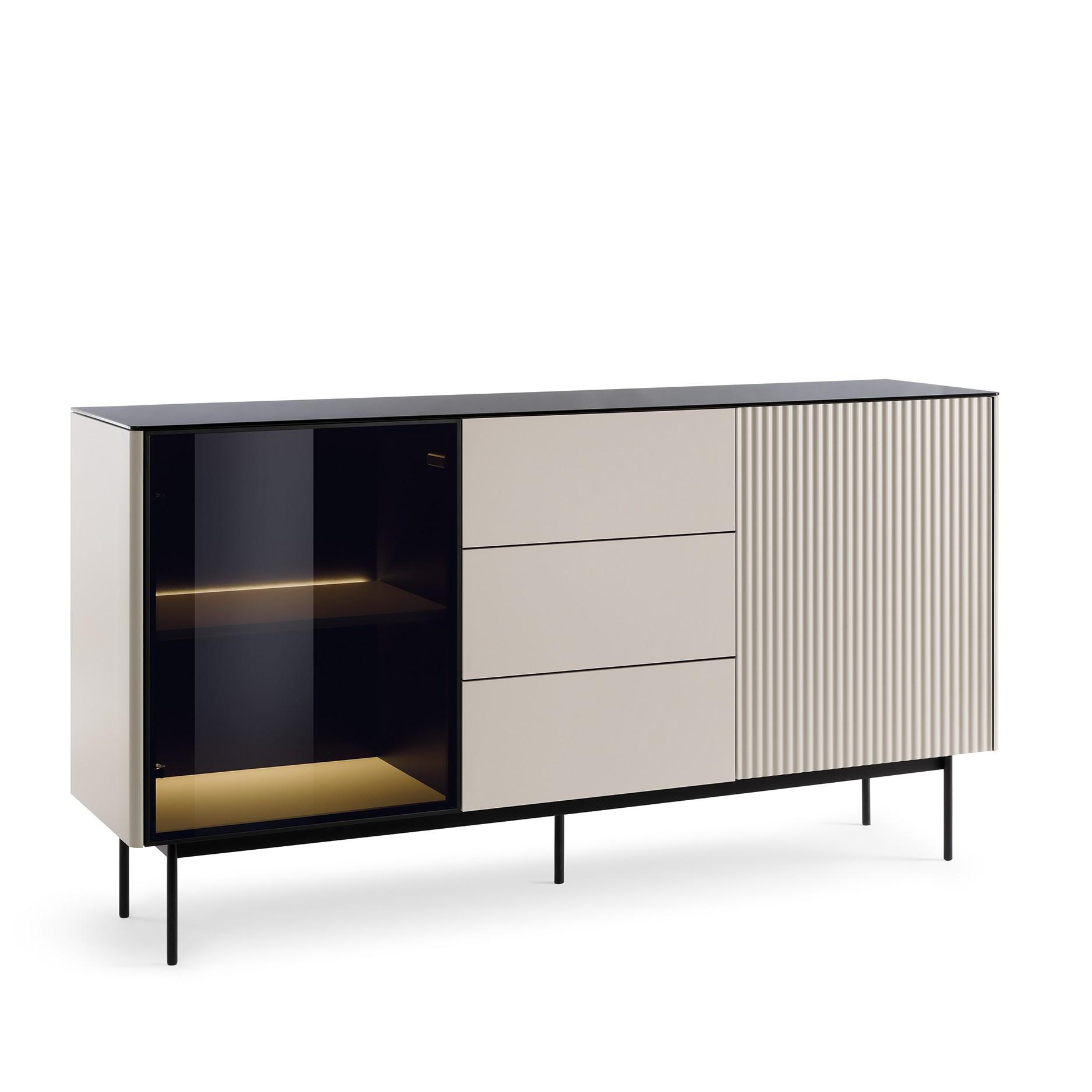 SIDEBOARD VELLUTO 157x39x84 cm mit 3 Schubladen und 2 Türen Kaschmir - Kaschmir, Holzwerkstoff (157/84/39cm) - MASSENO