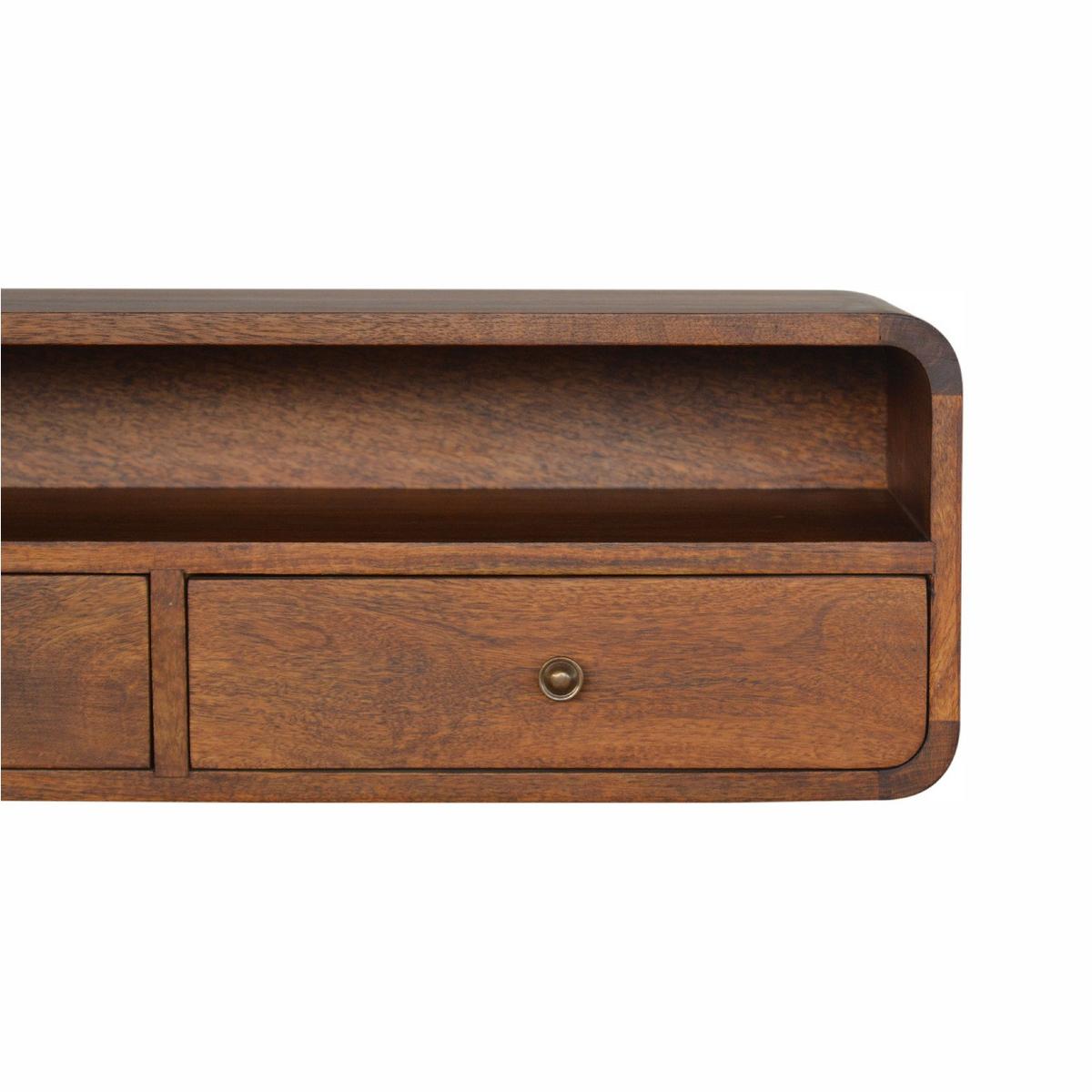 KONSOLENTISCH mit 2 Schubladen, 1 Offener Stauraum, Wandmontiert, Braun - Messingfarben/Braun, Holz/Metall (80/25/32cm) - Artisan Furniture