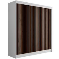 KLEIDERSCHRANK mit Lamel-Schiebetüren VILANv2 - 200 cm Weiß + Lamelle Eiche Wotan - Eiche Wotan/Weiß, Holzwerkstoff (200/215/61cm) - ALTDECOR