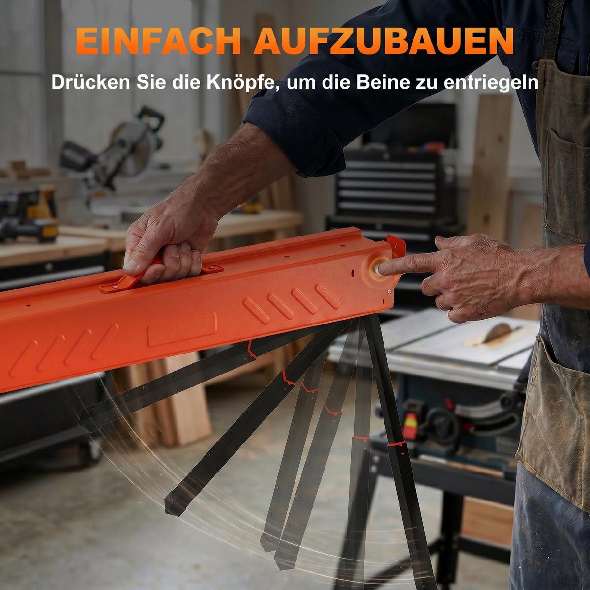 SÄGEBOCK 2er Set Metall EVA Orange - Orange, Metall (93/50/85.5cm) - HOMCOM