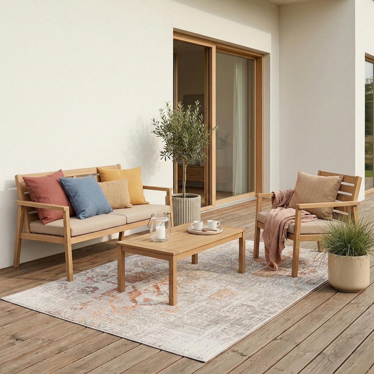INDOOR OUTDOOR TEPPICH LAGOS VINTAGE - Grau, Textil (120/170cm) - Pergamon
