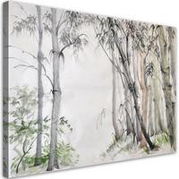 WANDBILD graue bäume wald gemalt - Grau, Textil (60/40cm) - Feeby