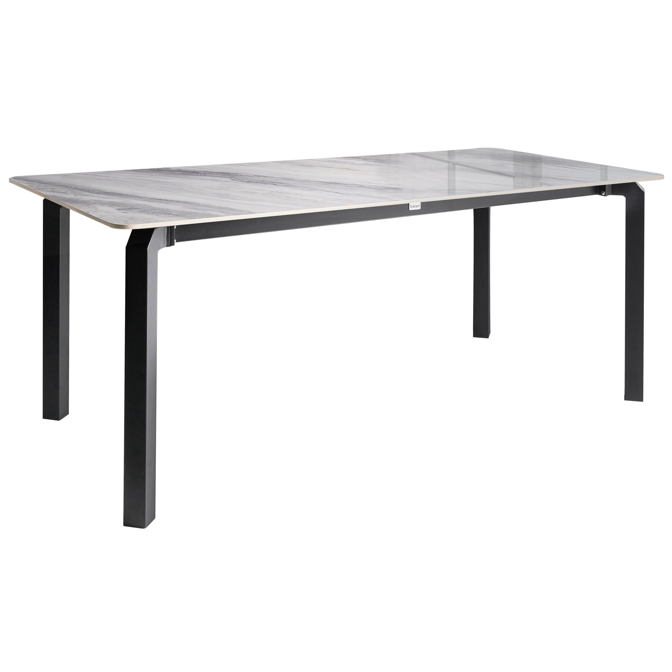 GARTENTISCH 180/90 cm Stein Grauer Marmor Feletto - Grau, Stein (180/90/76cm) - Beliani
