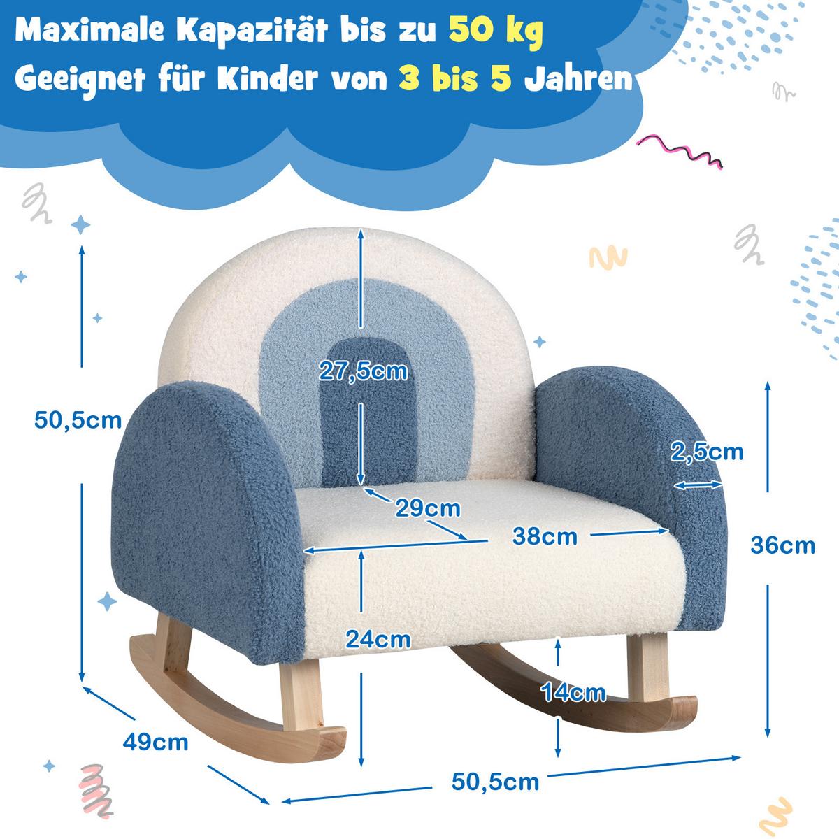 KINDERSOFA 51cm Blau - Blau, Textil (51/51/49cm) - COSTWAY