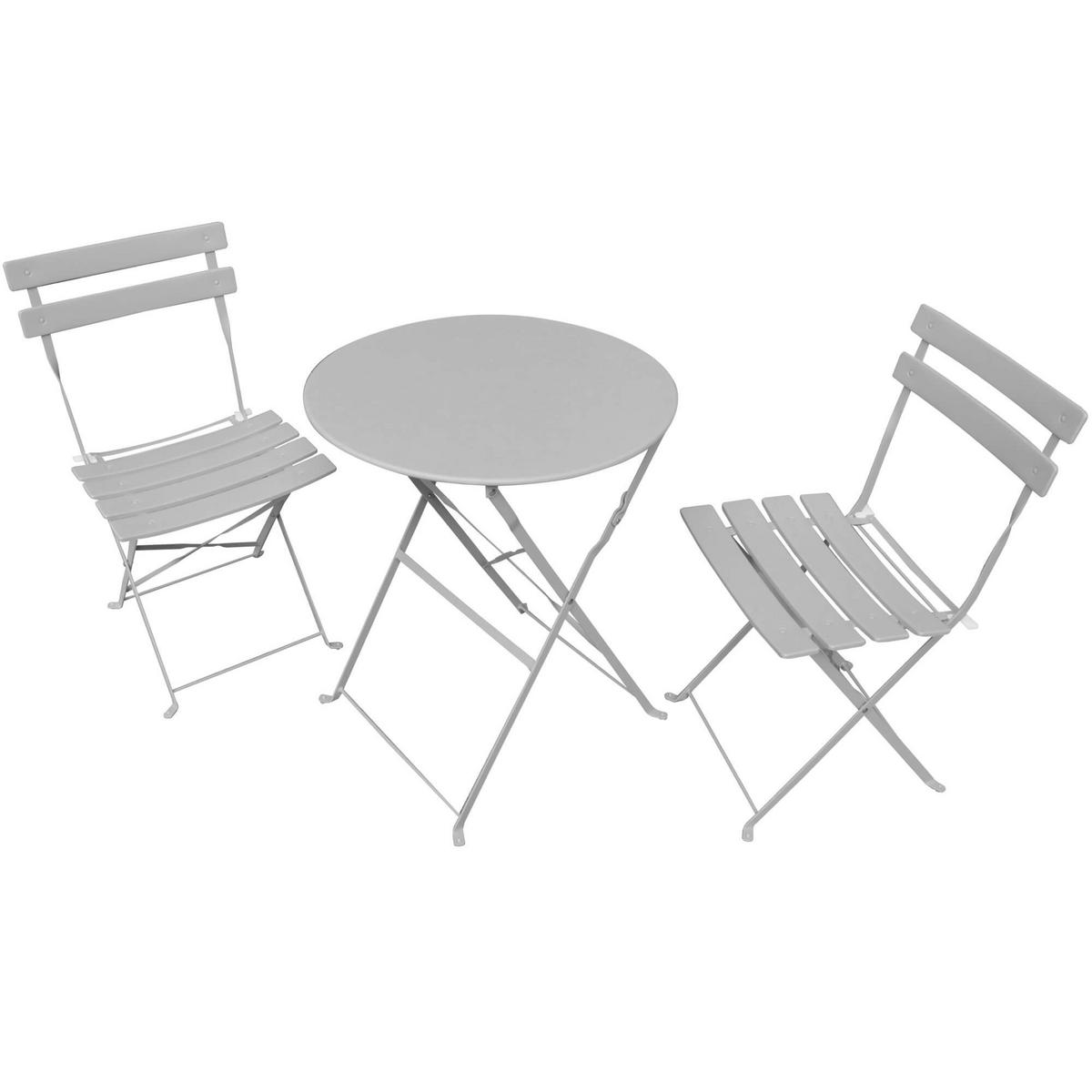 KLAPPTISCH mit Klappstühlen, Set Grau 42/81/42 - Grau, Metall - RAUMHIRSCH FURNITURE