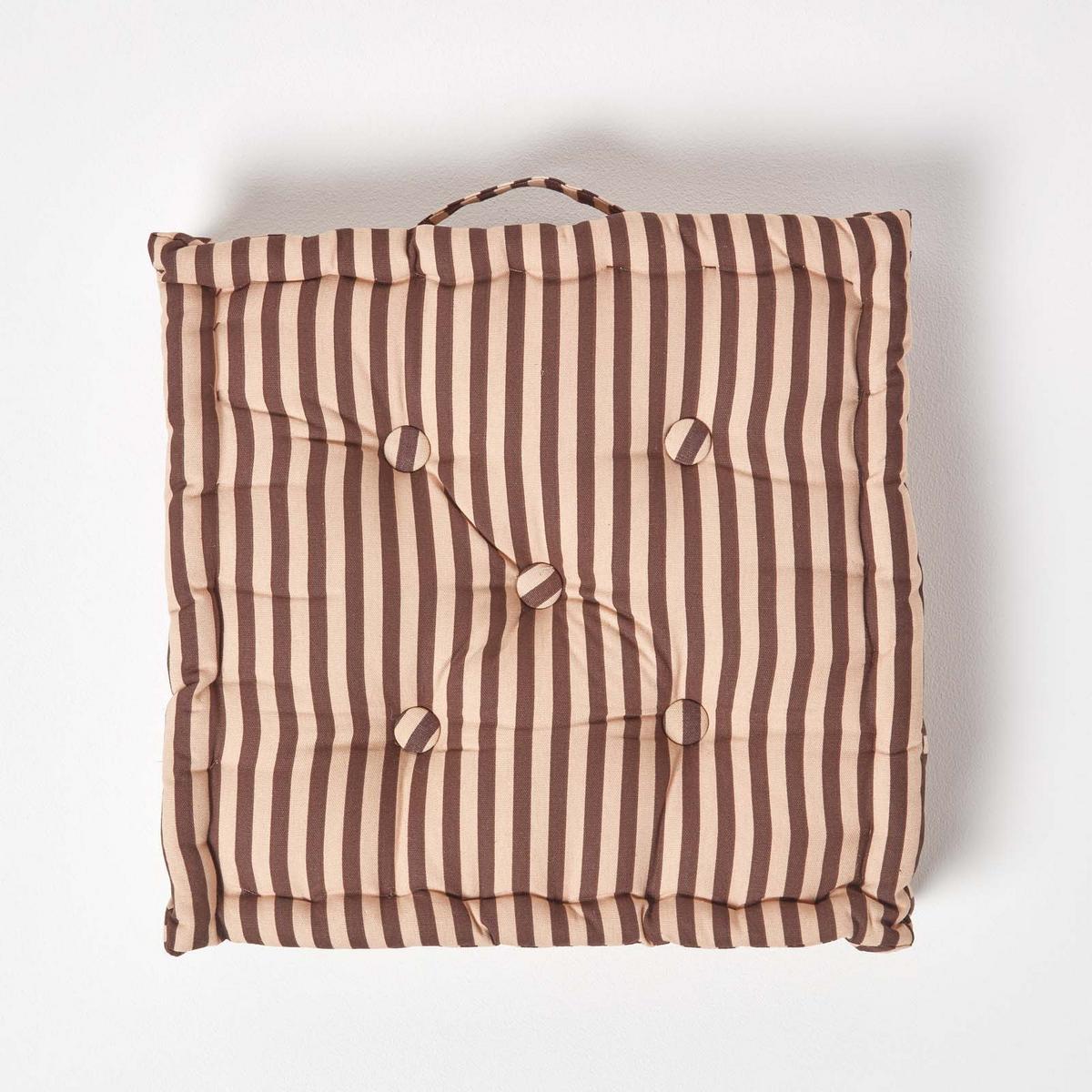 SITZKISSEN braun-beige gestreift 40/40/8 cm - Braun, Textil (40/40/8cm) - Homescapes