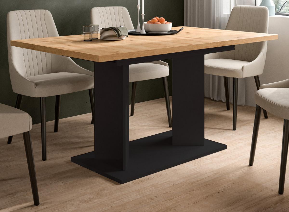 ESSTISCH Eiche Artisan, schwarz 150 - 190 x 90 cm, Küchentisch ausziehbar - Schwarz/Eiche Artisan, Holzwerkstoff (90/150/76cm) - Inn.Furn
