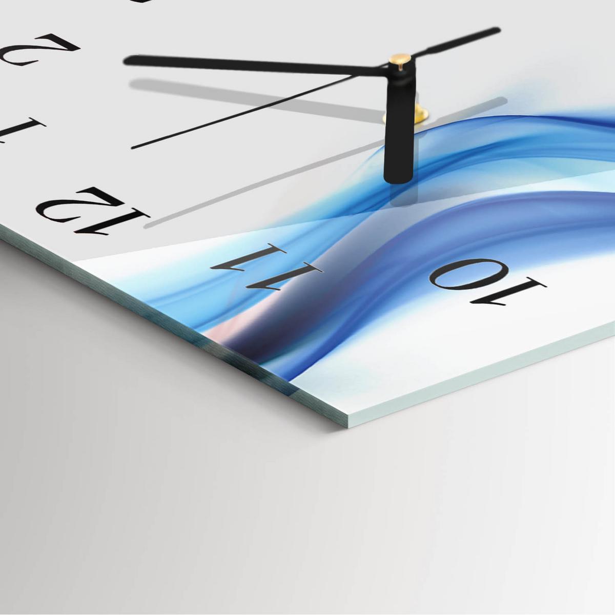 WANDUHR aus Glas 30x30 cm - Abstrakter Rauch - Blau, Glas (30/30/0.4cm) - TULUP