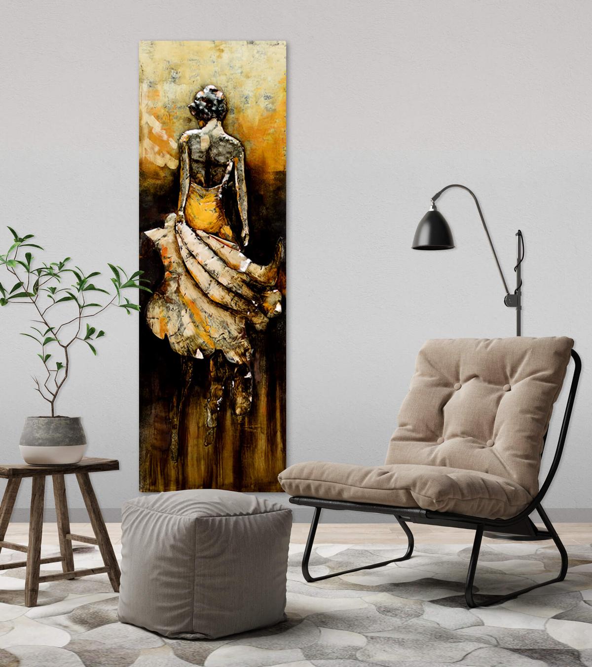 METALLBILD Gelb 44/144 cm - Gelb/Braun, Metall (7.1/144cm) - KUNSTLOFT