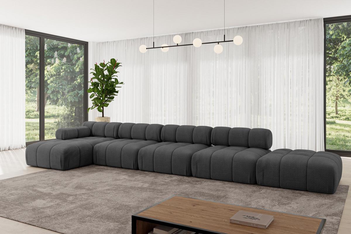 ECKSOFA modulares Sofa Lizur-L3 - 475x160x70 cm Schwarz Velours - Schwarz, Holzwerkstoff/Textil (475/160cm) - ALTDECOR