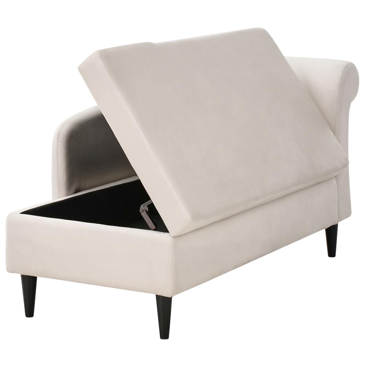 CHAISELONGUE-RECHTSSEITIGE Samtstoff Beige mit Stauraum Luiro - Beige/Schwarz, Textil (160/77/70cm) - Beliani