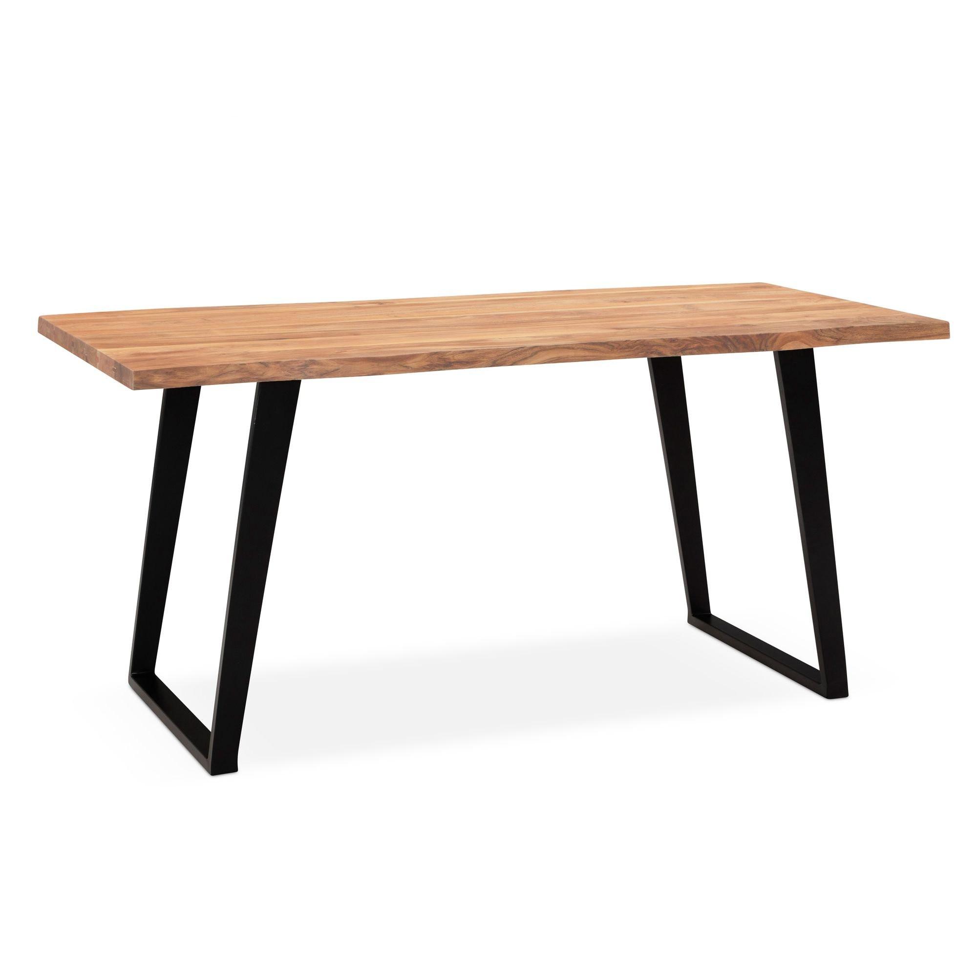 SCHREIBTISCH Massivholz Baumkante U-Gestell Handarbeit ATOLL, Goldbraun-Schwarz 140x80x76 cm - Schwarz/Braun, Holz/Metall (80/140/76cm) - KADIMA DESIGN