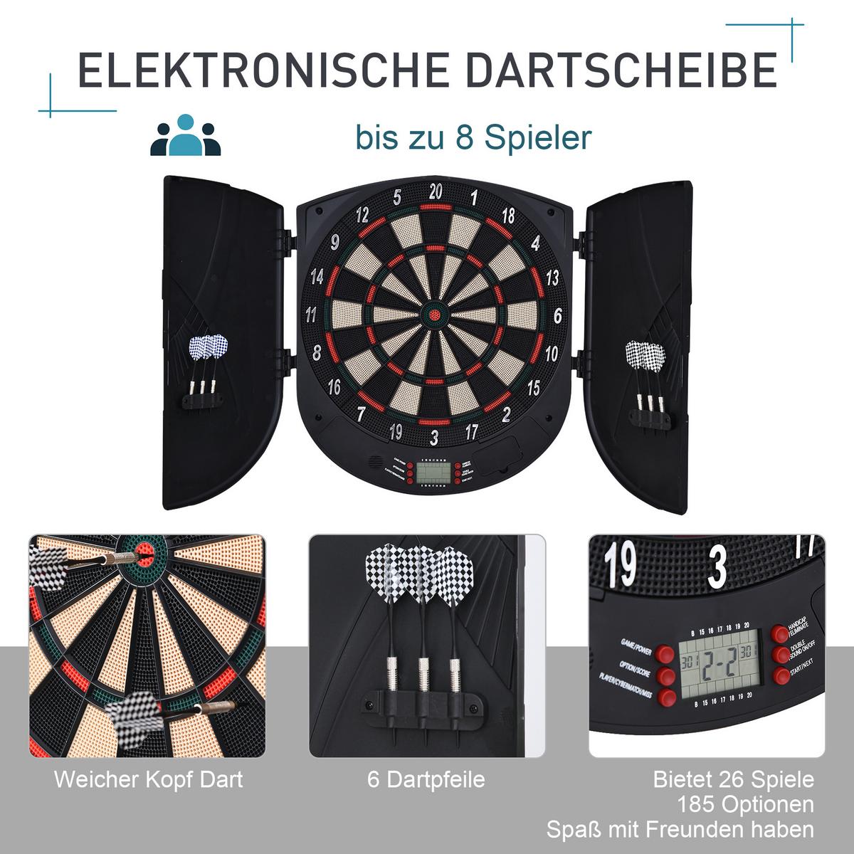 ELEKTRONISCHE Dartscheibe - Schwarz, Kunststoff (44/50cm) - HOMCOM