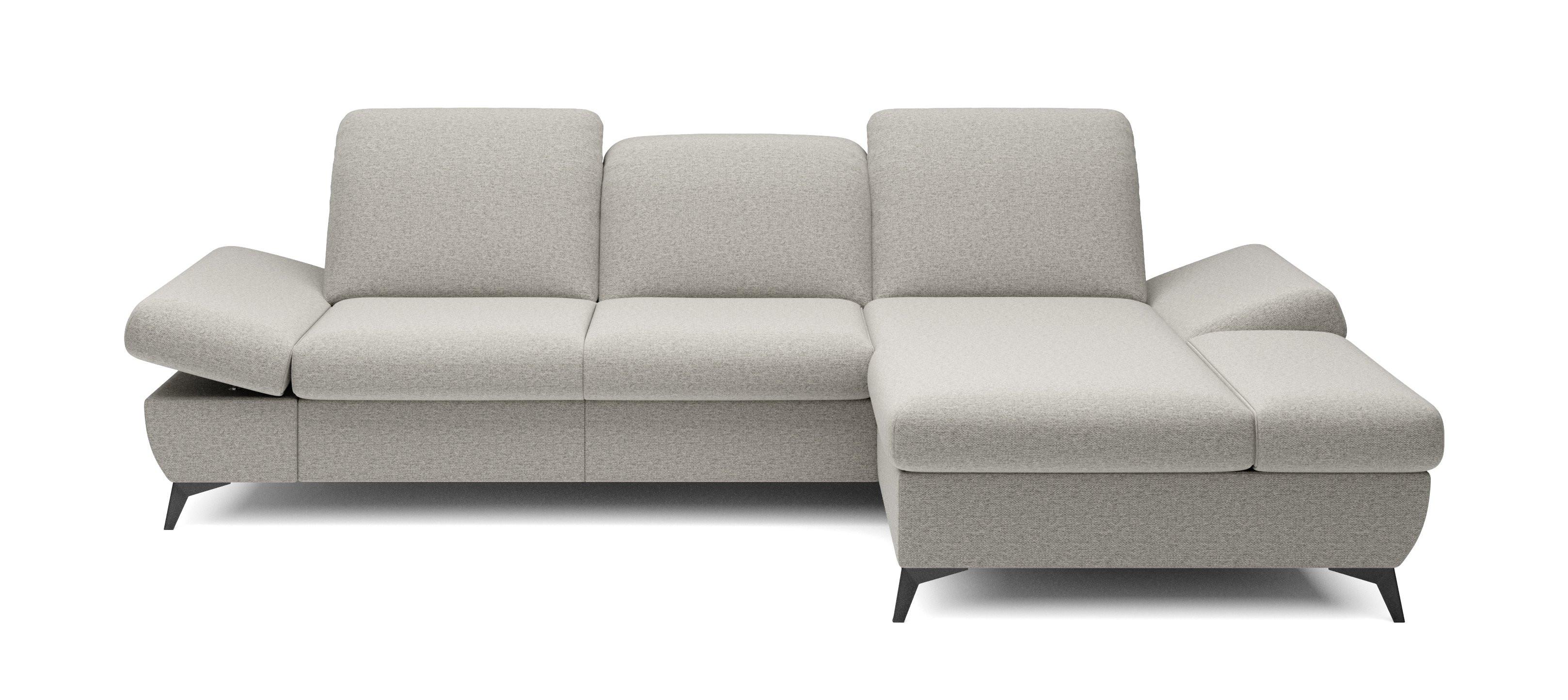ECKSOFA FELICE R-S Beige Geflochtener Stoff mit Schlaffunktion - Beige, Holz (284/166cm) - MASSENO
