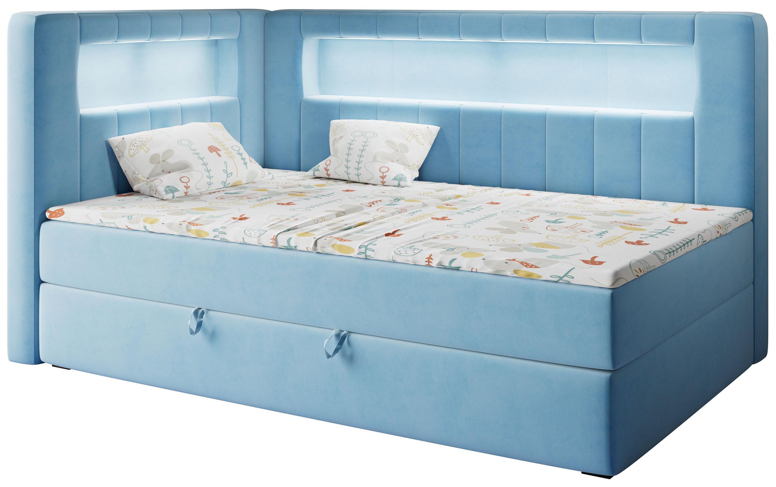 BOXSPRINGBETT JUNIOR GOLD 3 90/200 Blau - linke Seite - Blau, Holz/Textil (90/200cm) - MKS