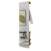 GARDEROBE Evoke Eiche 50 x 200 cm, Kompaktgarderobe mit Spiegel - Eichefarben/Schwarz, Glas/Holzwerkstoff (50/200/30cm) - Furn.Design