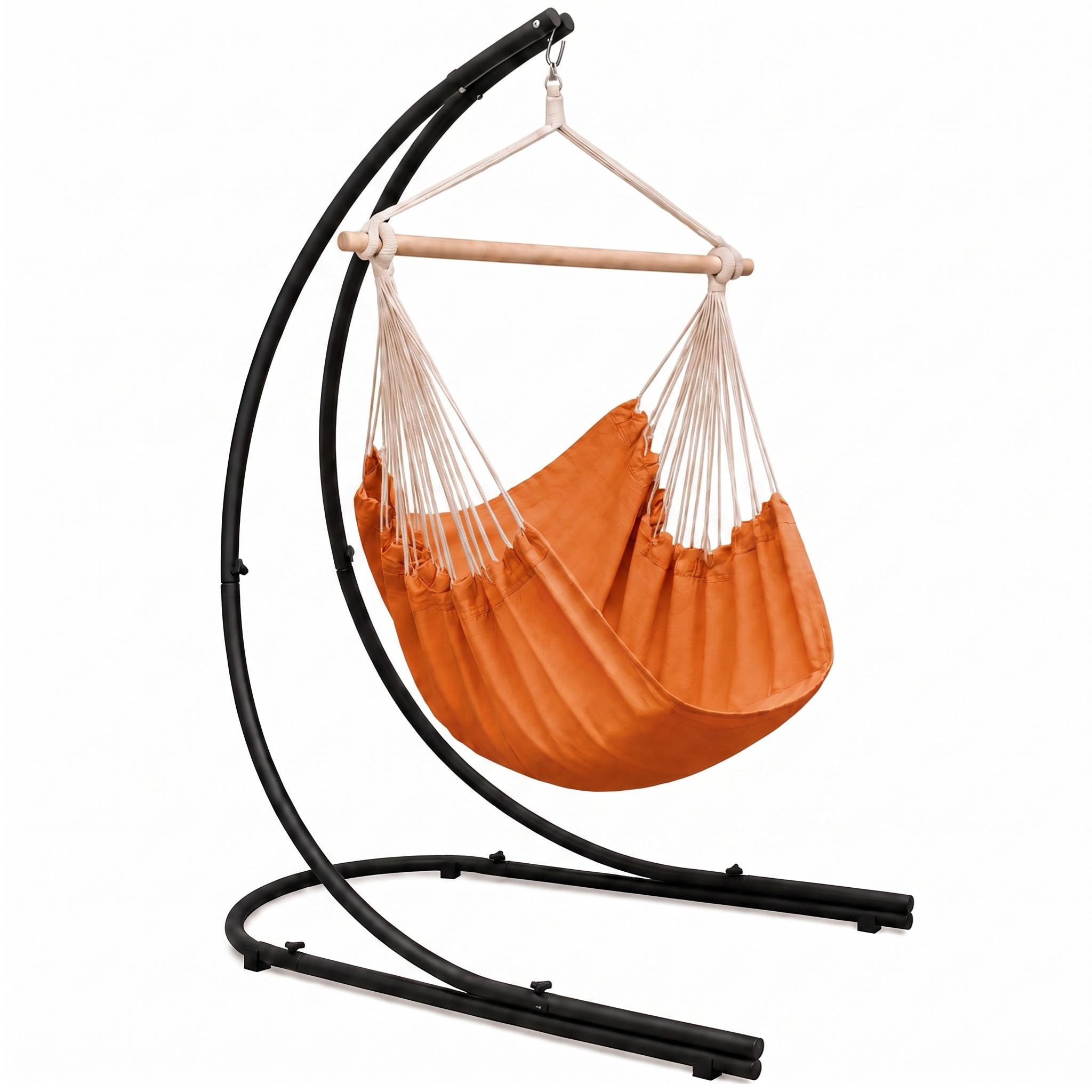 XL HÄNGESTUHL mit Gestell 210/140 cm , Orange/Schwarz - Orange, Textil (140/210/160cm) - Amanka