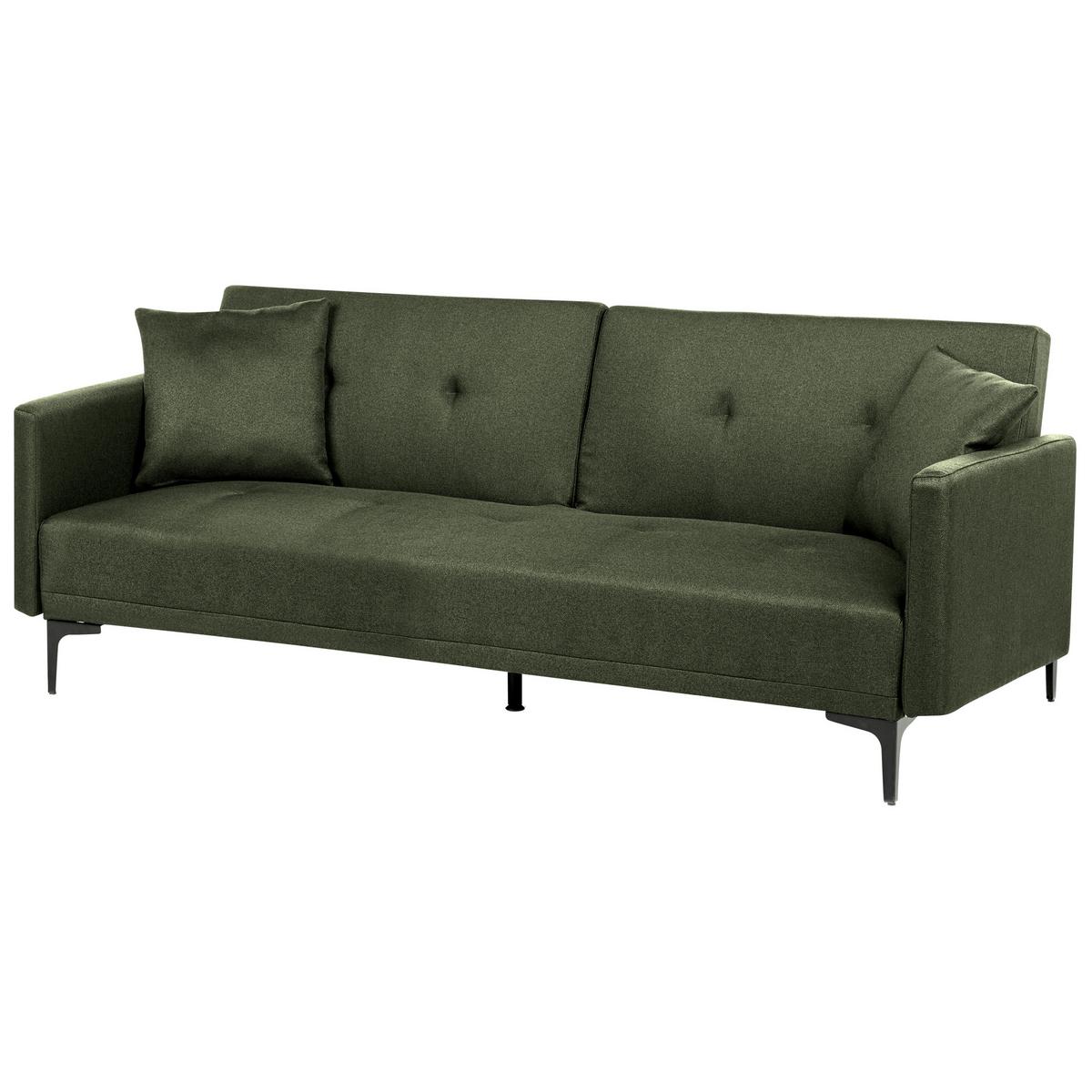 3-SITZER-SCHLAFSOFA dunkelgrün/schwarz Lucan - Schwarz/Grün, Textil (191/75/91cm) - Beliani