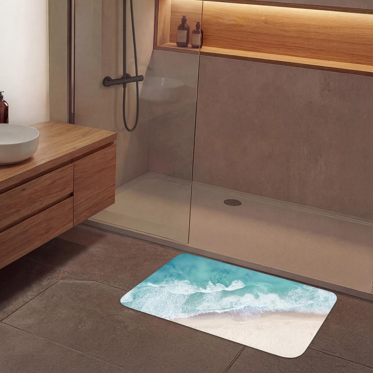 BADEMATTE Strand - Meer - Natur - Sommer 90x60 cm - Türkis, Textil (90/60cm) - OnlyWow
