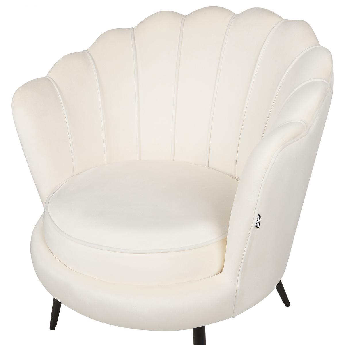SESSEL Samtstoff Cremeweiß Lovikka - Schwarz/Weiß, Textil (79/85/77cm) - Beliani