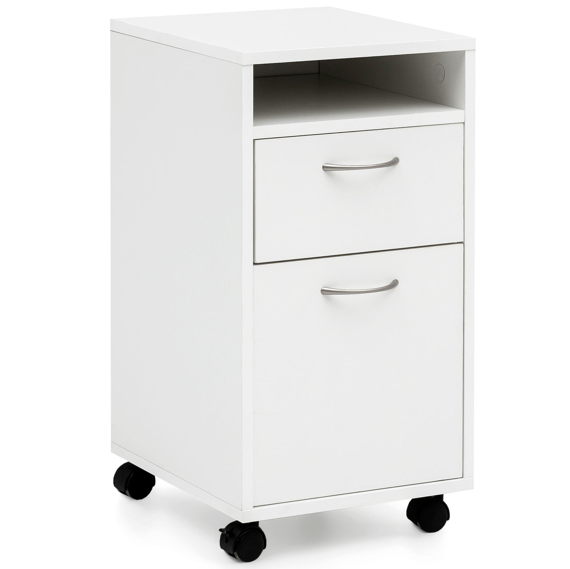 ROLLCONTAINER – Weiß, 33x63x38 cm, 1 Tür, Rollen, Schreibtisch-Unterschrank - Schwarz/Weiß, Kunststoff (33/63/38cm) - KADIMA DESIGN